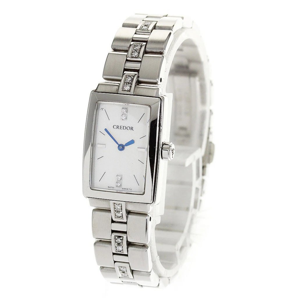 Seiko Credor Aqua 5a700am0 Diamond Silver Dial Quartz Ladies Watch
